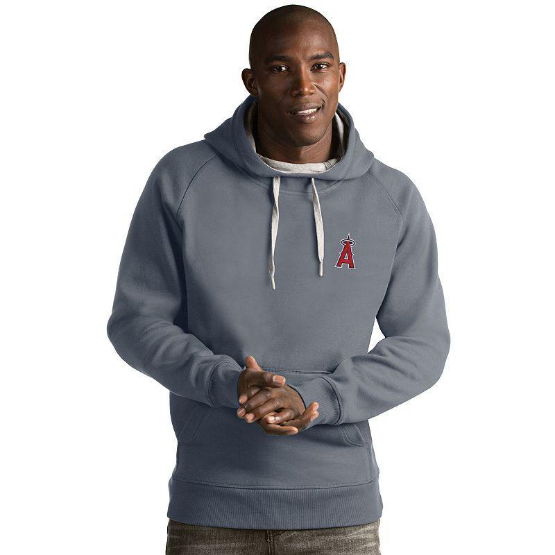 Mens Antigua Los Angeles Angels of Anaheim Victory Pullover Hoodie Light Grey Product Image