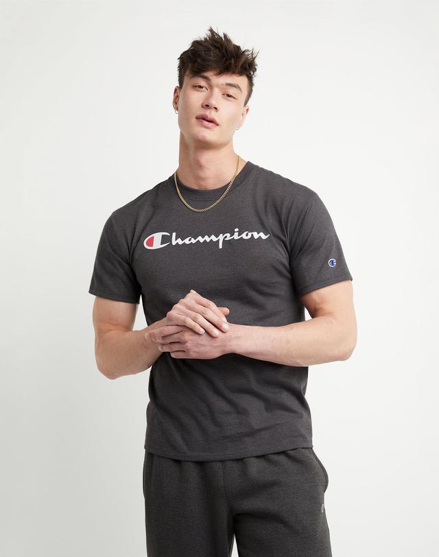 Champion Men's Script Logo T-Shirt Black Size X-Large Product Image