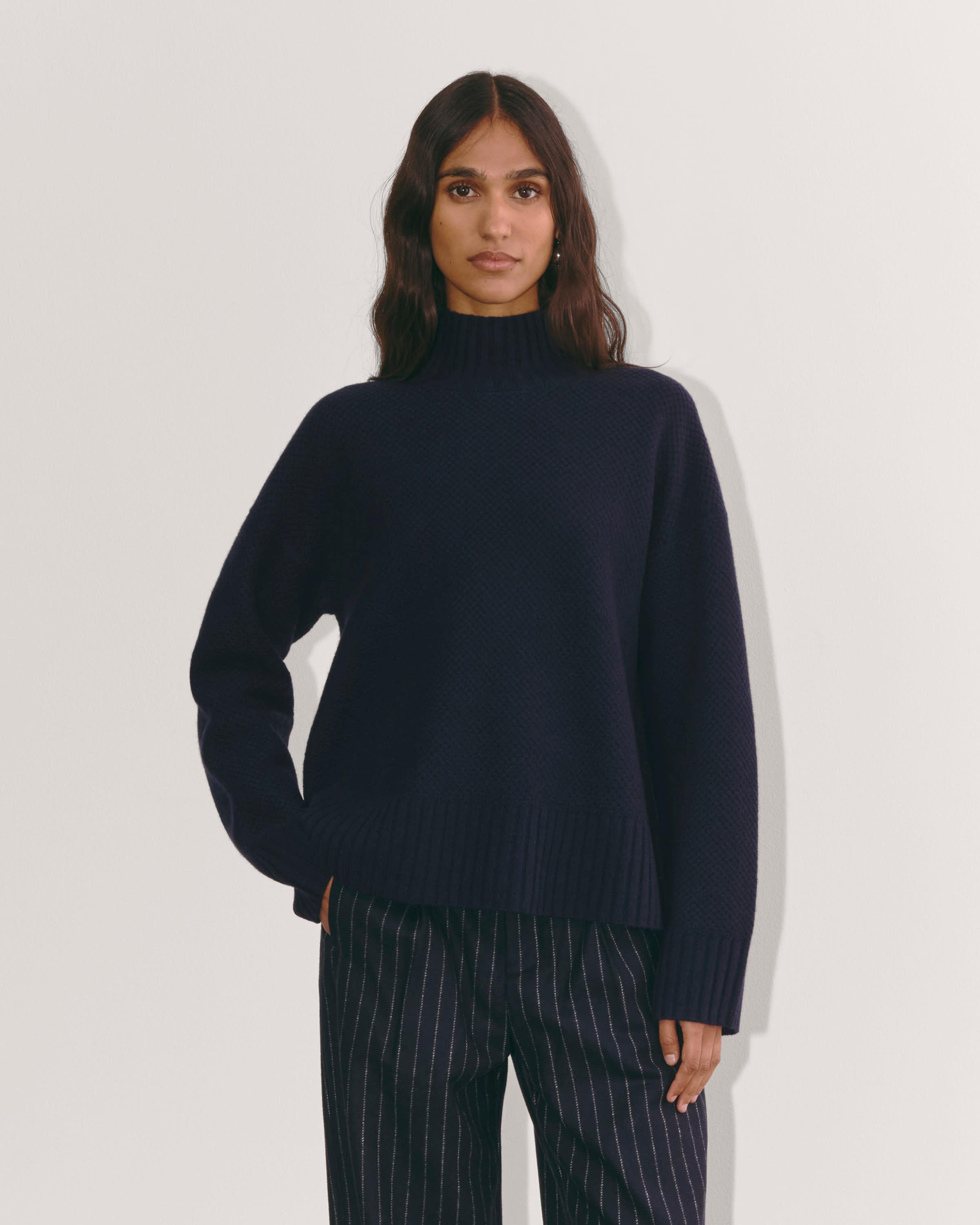 The Honeycomb Funnel Neck in Wool Cashmere Product Image