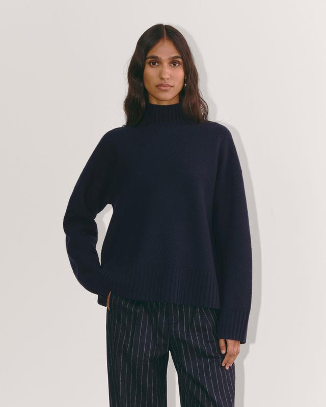 The Honeycomb Funnel Neck in Wool Cashmere Product Image