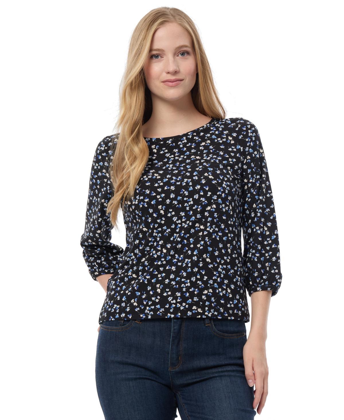 Jones New York Womens Printed Crepe 3/4-Sleeve Top Product Image