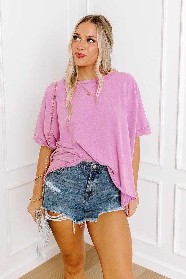 Effortless Vibes Mineral Wash Oversized Tee in Violet Product Image