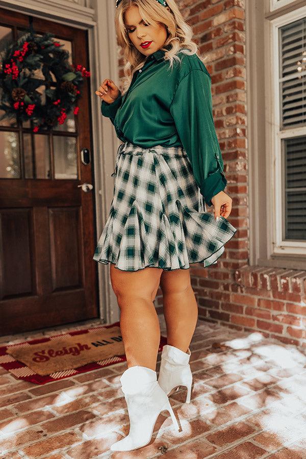 Small Town Holiday Skirt In Green Curves Product Image