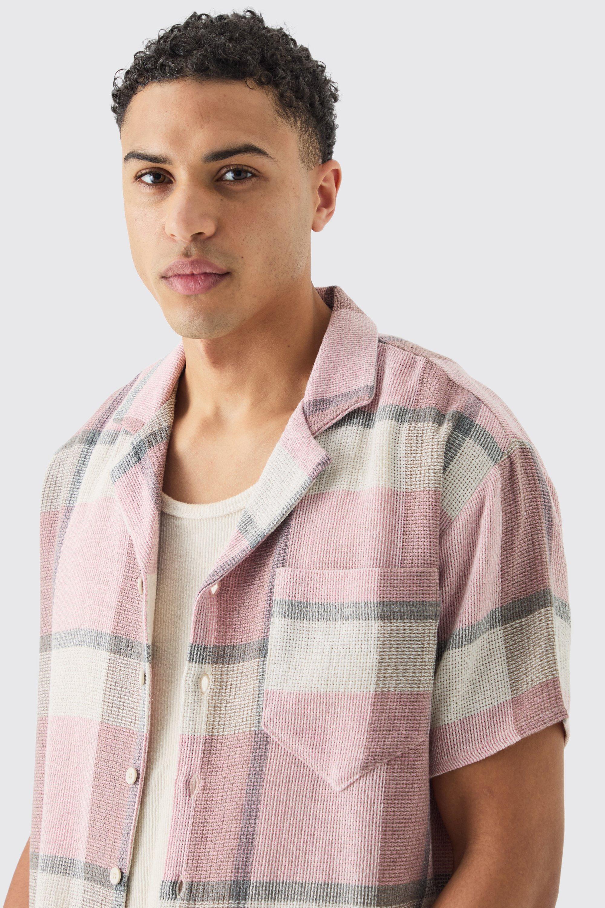 Oversized Textured Check Shirt | boohooMAN USA Product Image