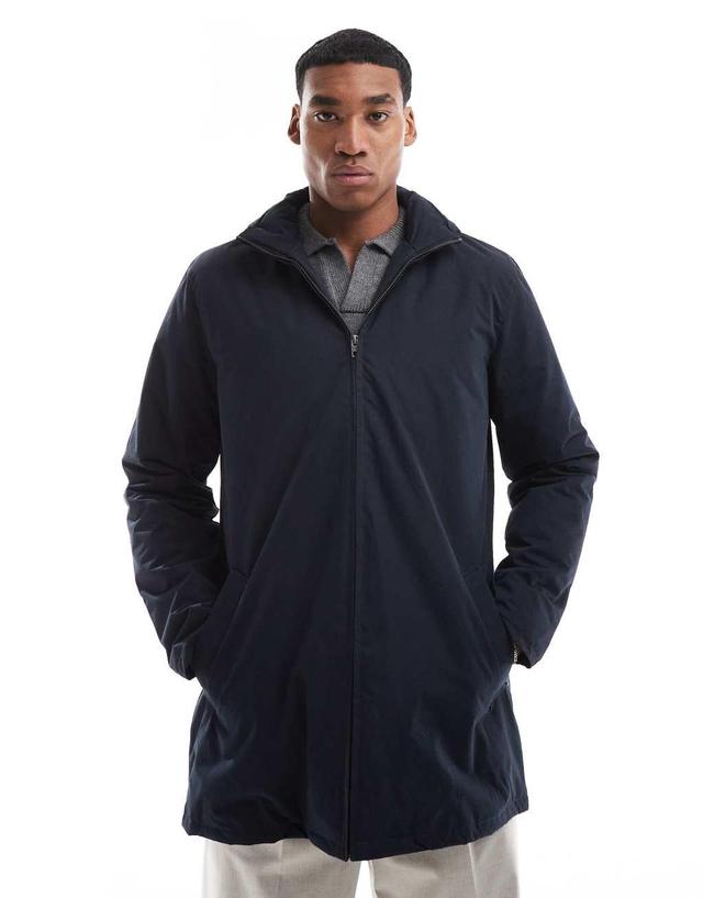 French Connection lined trench jacket with hood in navy Product Image