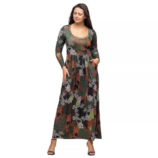 Womens 24Seven Comfort Apparel Long Sleeve Empire Waist Pocket Maxi Dress Product Image