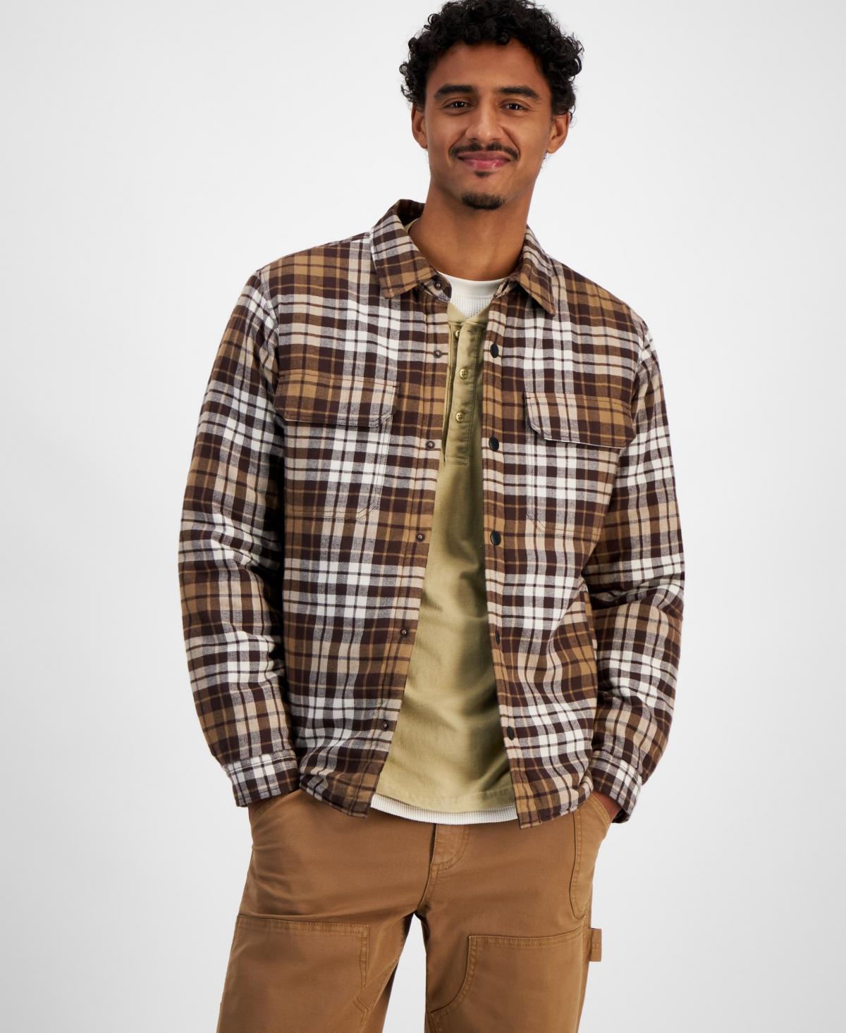 Sun + Stone Mens Noah Long Sleeve Snap-Front Plaid Shirt Jacket, Created for Macys Product Image