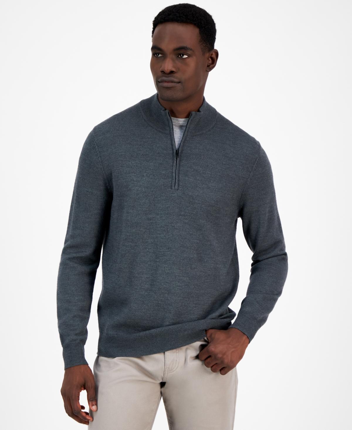 Alfani Mens Long-Sleeve Half-Zip Merino Sweater, Created for Macys Product Image