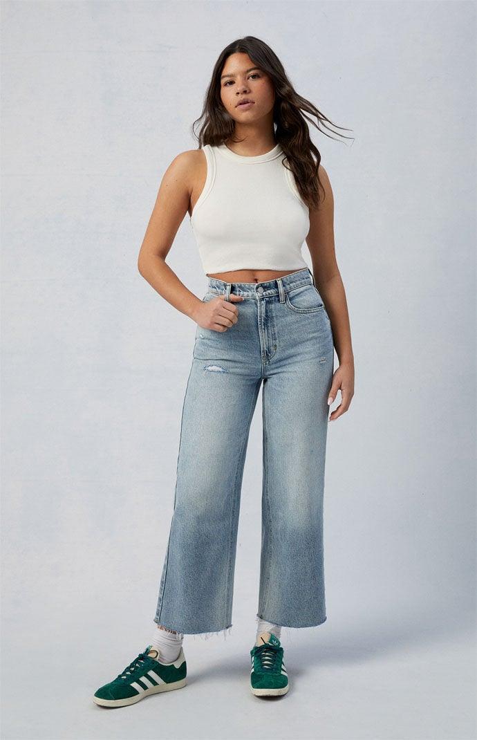 Women's Eco Ripped Nora Cropped Wide Leg Jeans - Product Image