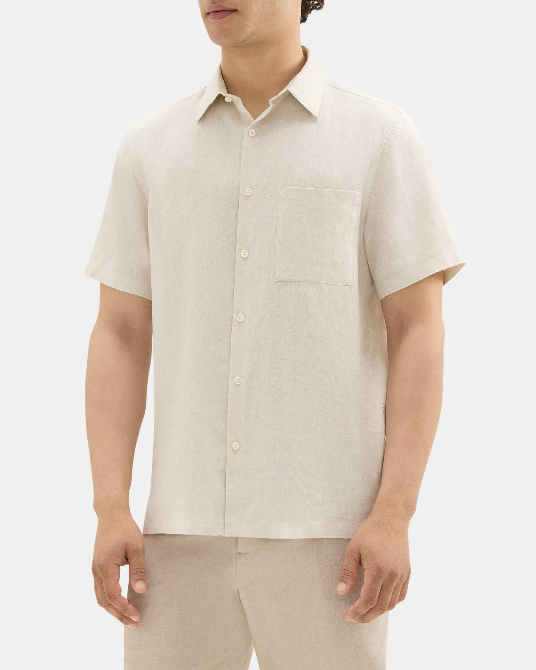 Standard-Fit Short-Sleeve Shirt in Linen Product Image