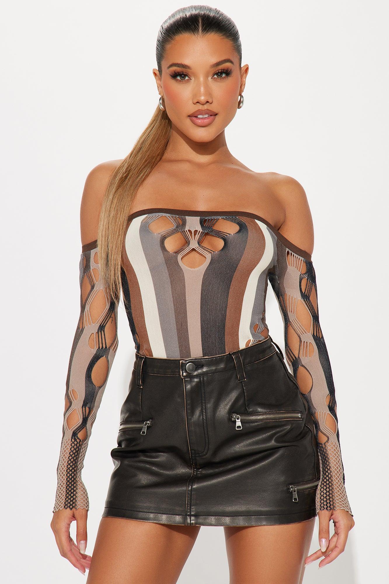 Party Favor Seamless Bodysuit - Brown Combo Product Image