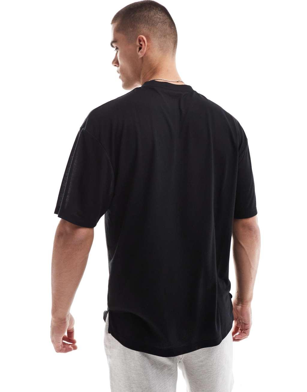 ASOS 4505 quick dry performance mesh t-shirt in black Product Image