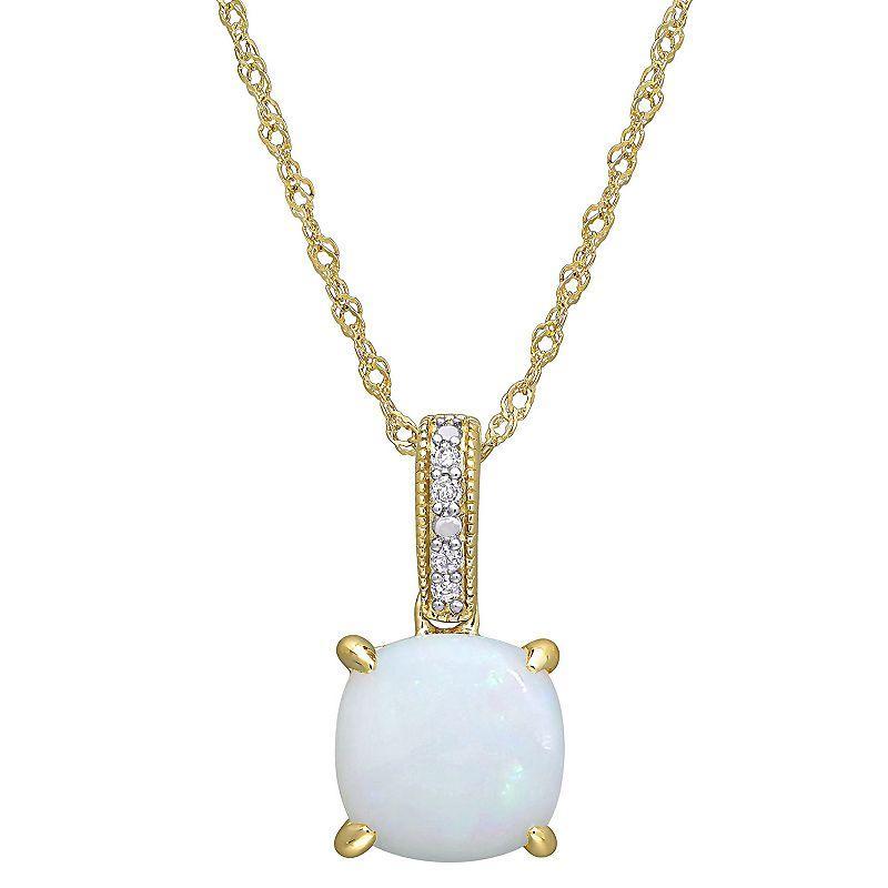 Stella Grace 10k Gold Opal & Diamond Accent Pendant Necklace, Womens White Product Image