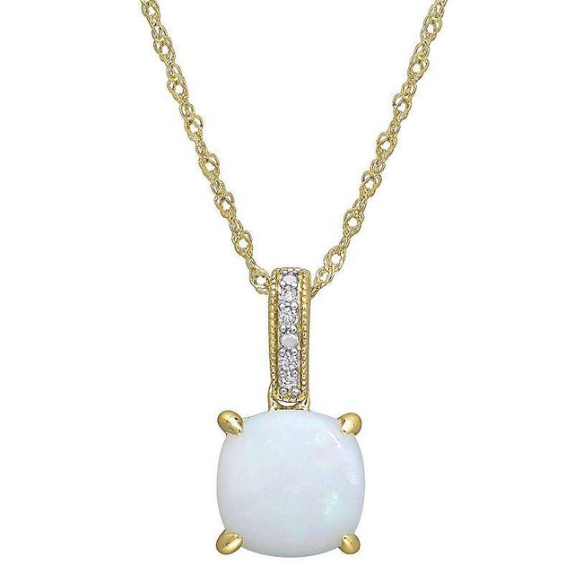 Stella Grace 10k Gold Opal & Diamond Accent Pendant Necklace, Womens White Product Image