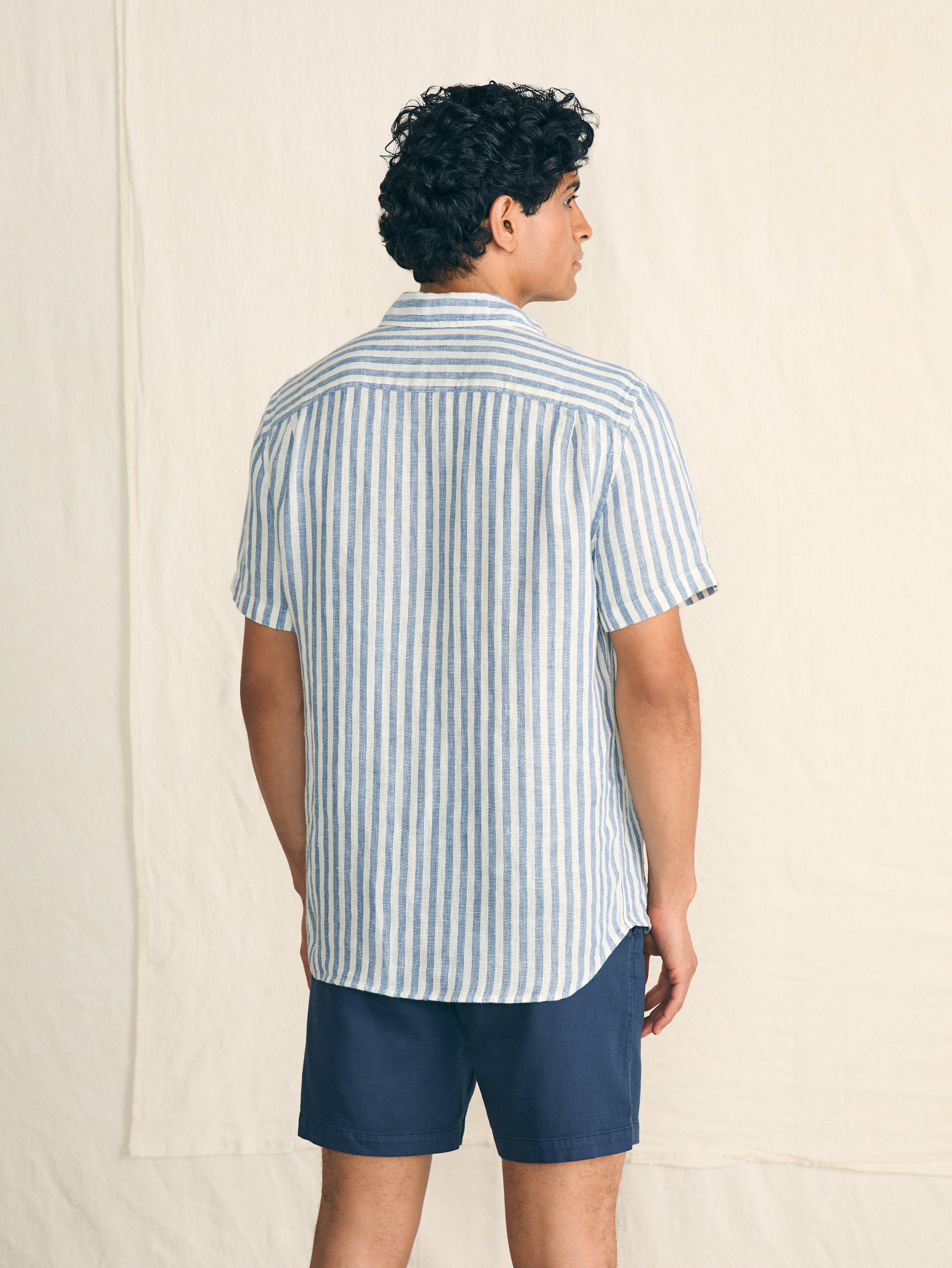 Short-Sleeve Palma Linen Shirt - Horizon Ivory Stripe Male Product Image