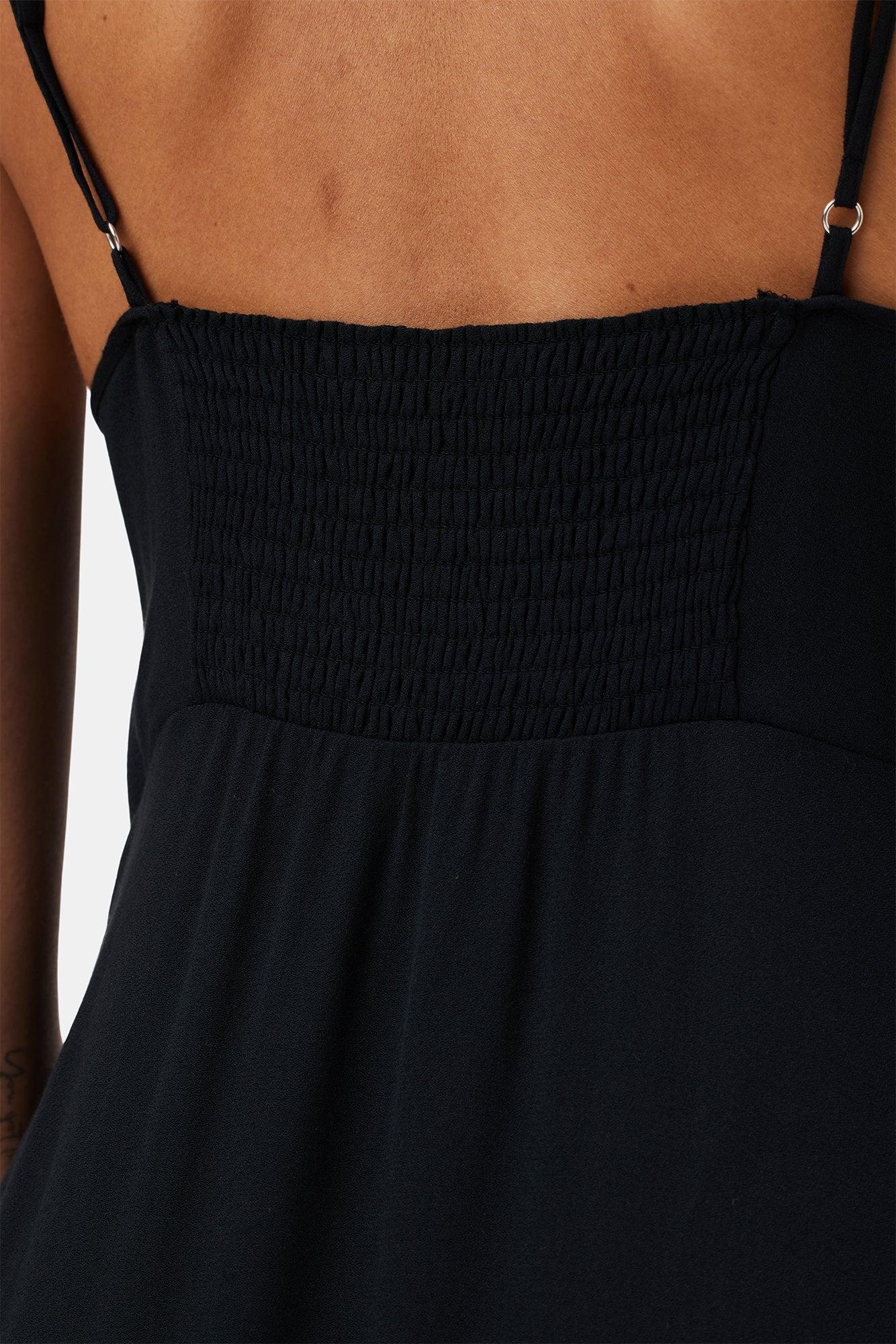 Sara Viscose Crepe Slip Dress - Black Product Image