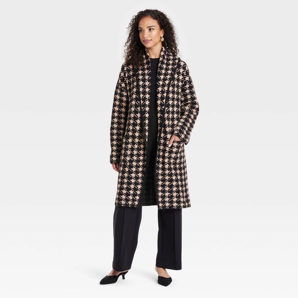 Womens Coatigan - A New Day Black/Camel Houndstooth XL/XXL Product Image