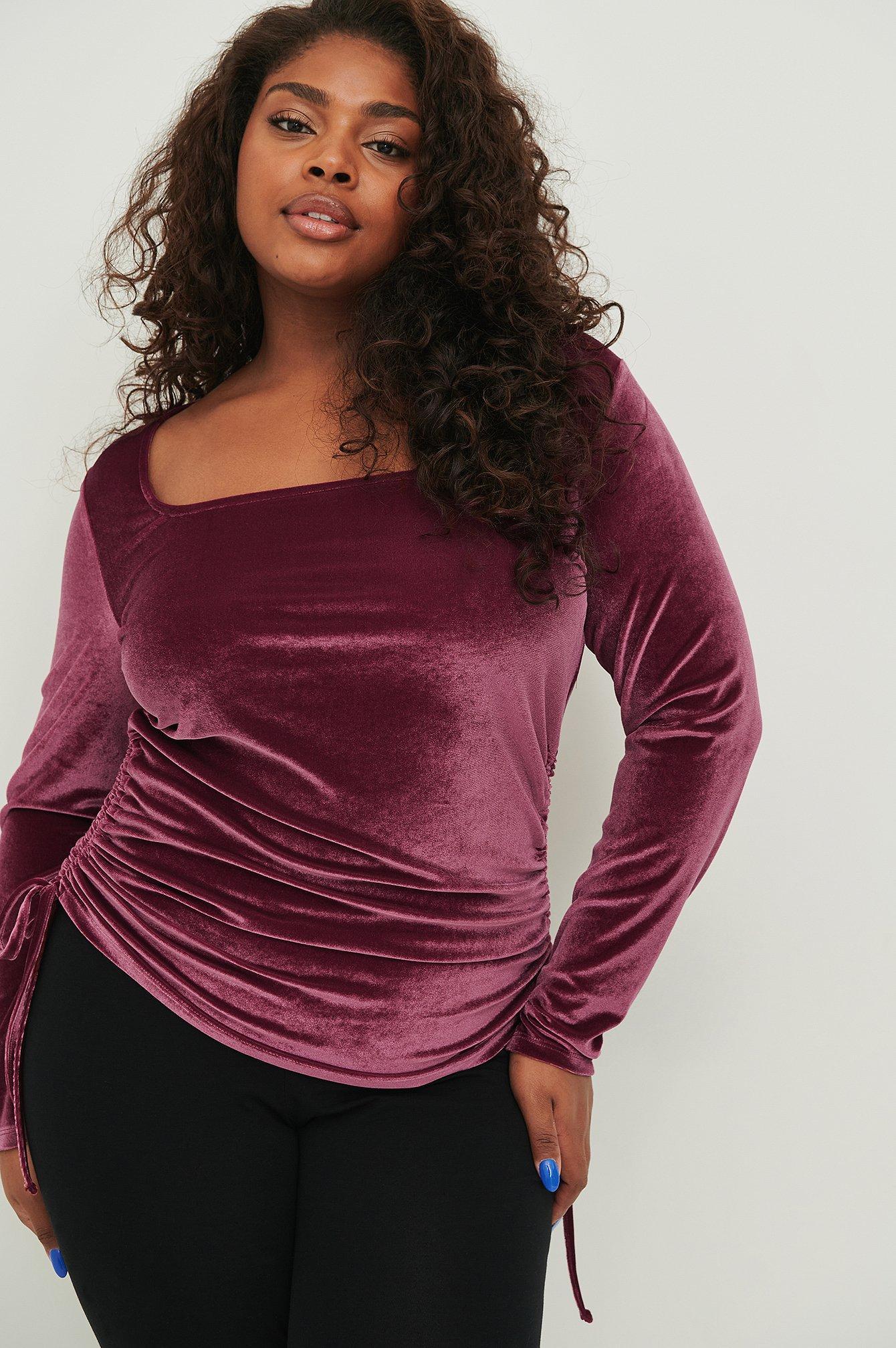 Square Neck Drawstring Velvet Top Product Image