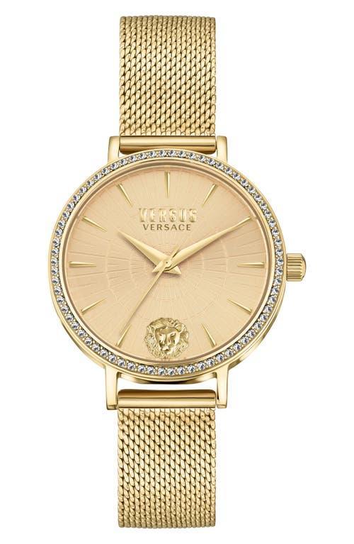 Versace Versus Versace Womens Mar Vista Crystal Analog Gold Stainless Steel Mesh Bracelet  Watch Product Image