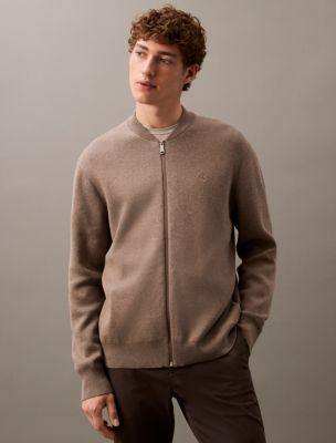 Smooth Cotton Sweater Bomber Jacket Product Image