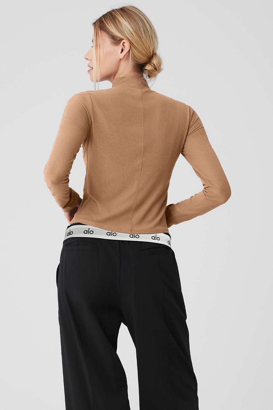 Ribbed Sea Coast Mockneck Long Sleeve - Toasted Almond Female Product Image