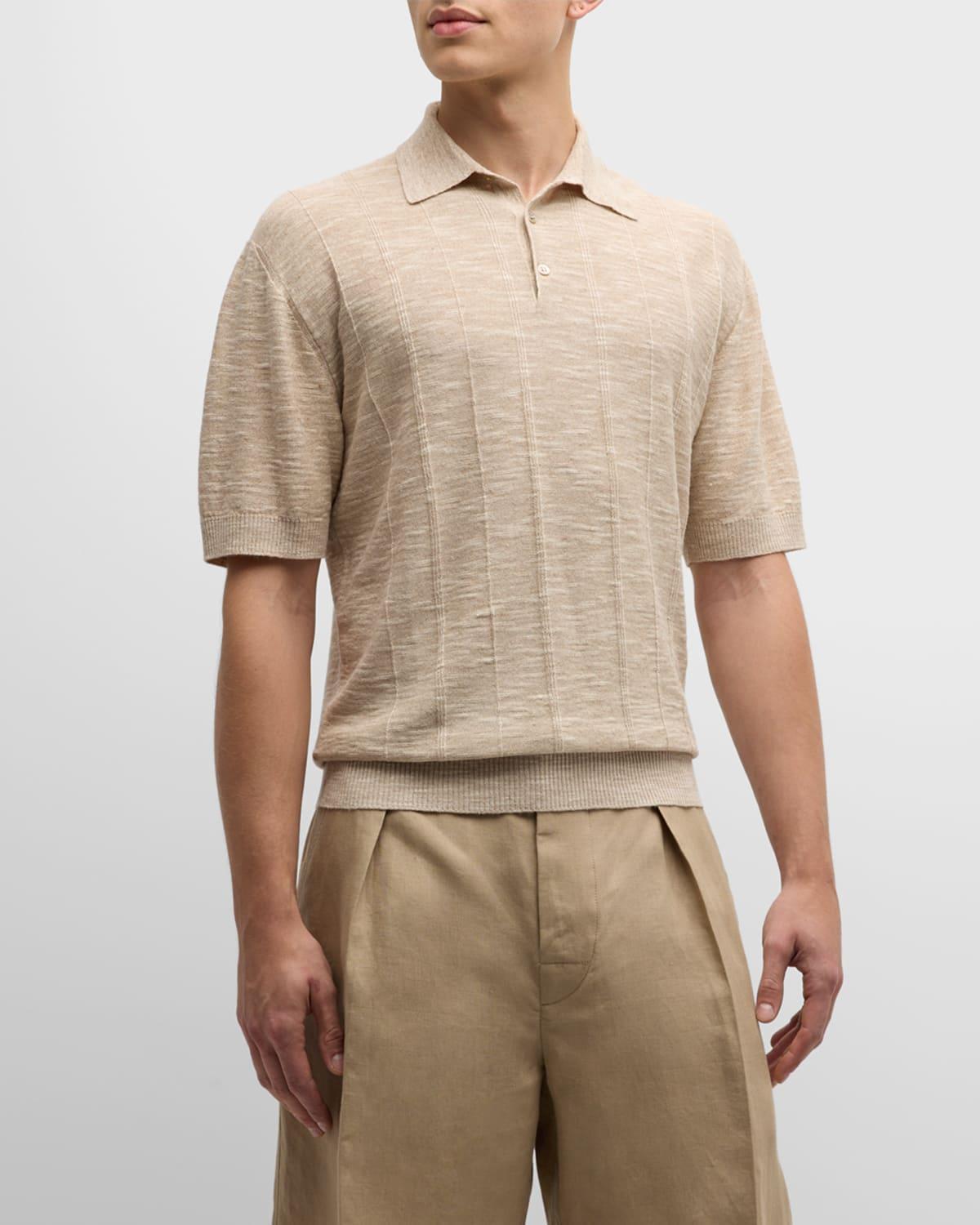 Mens Tori Flax-Silk Jacquard Polo Shirt Product Image