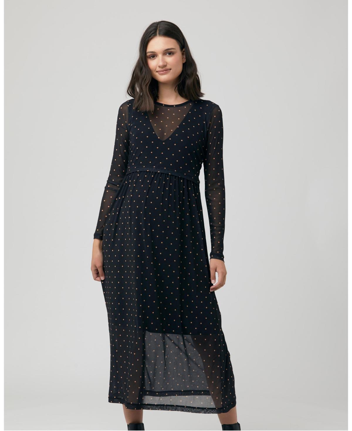 Ripe Maternity Dot Pattern Long Sleeve Maternity Dress Product Image