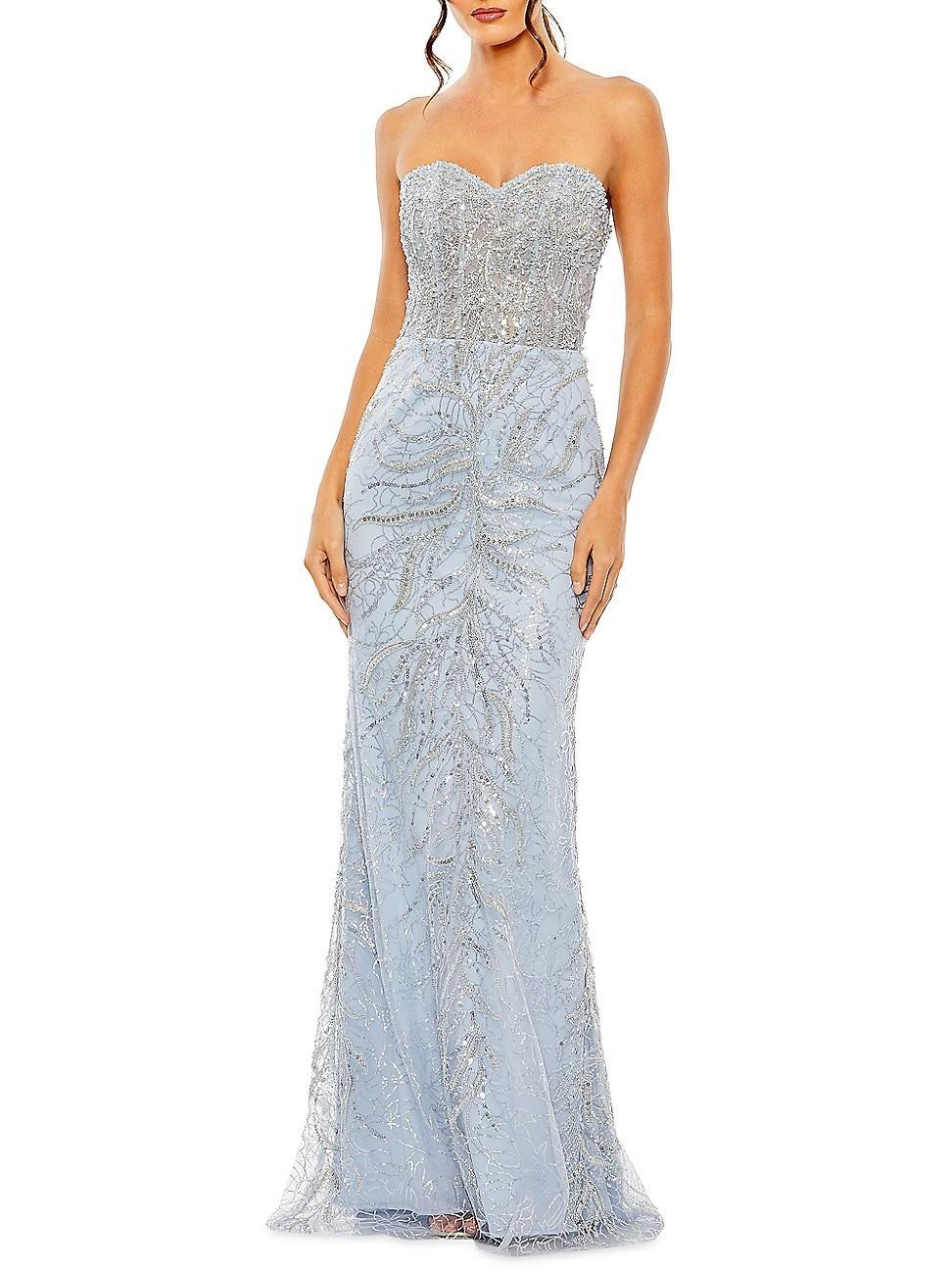 Womens Embellished Strapless Gown product image