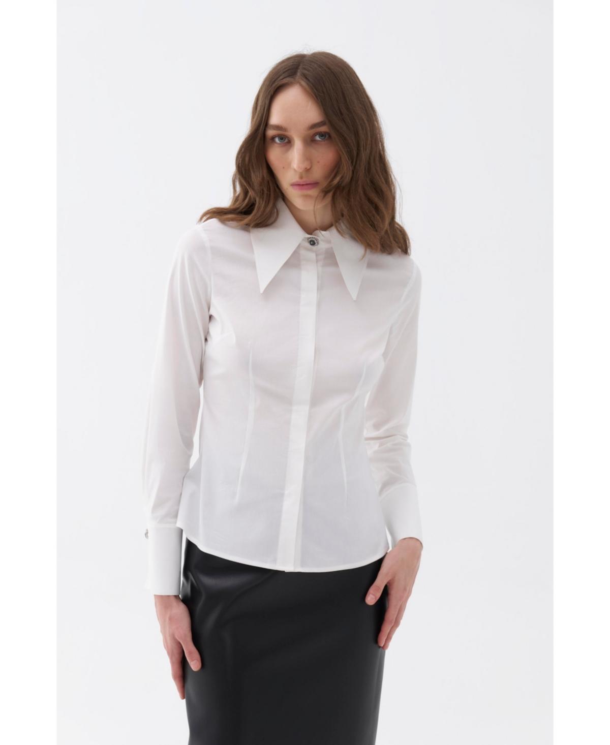 Nocturne Womens Shirt with Stone Button Design Product Image