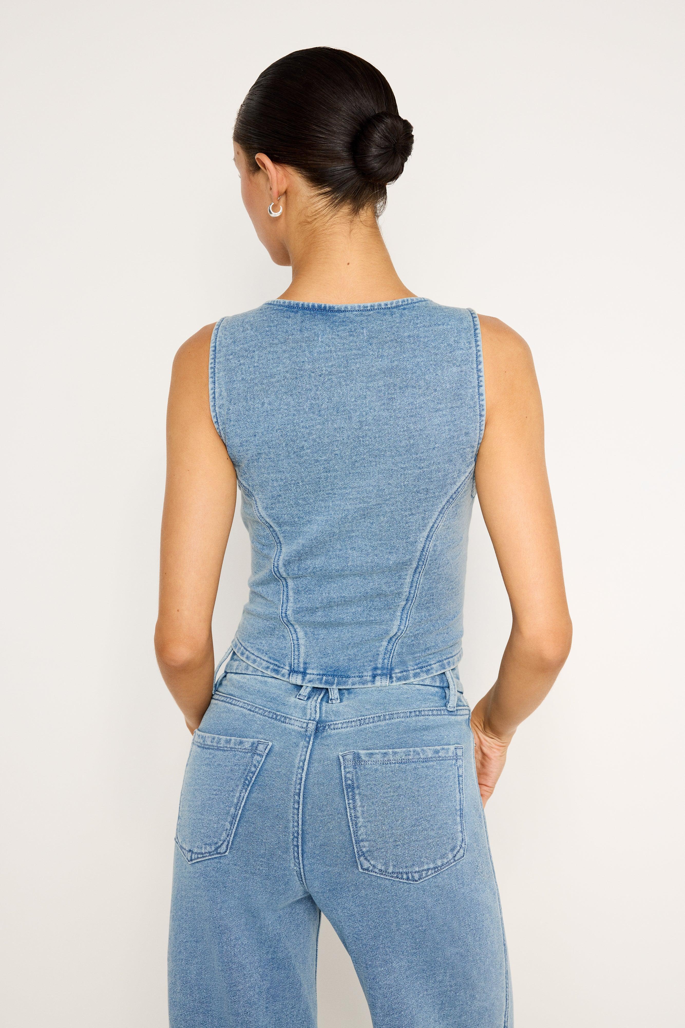 JEANIUS BUSTIER VEST | INDIGO586 Product Image