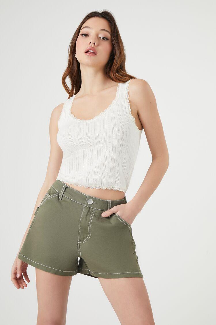 Twill High-Rise Shorts | Forever 21 Product Image