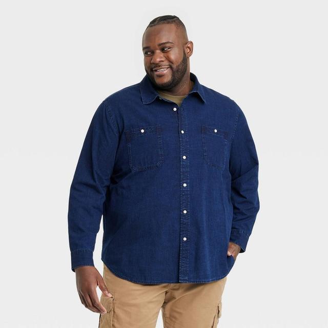 Mens Big & Tall Long Sleeve Denim Button-Down Shirt - Goodfellow & Co Dark MT Product Image