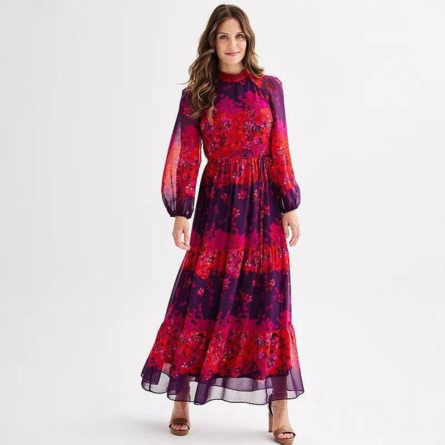 Womens Maison Tara Floral Print Maxi Eggplant Red Team Product Image