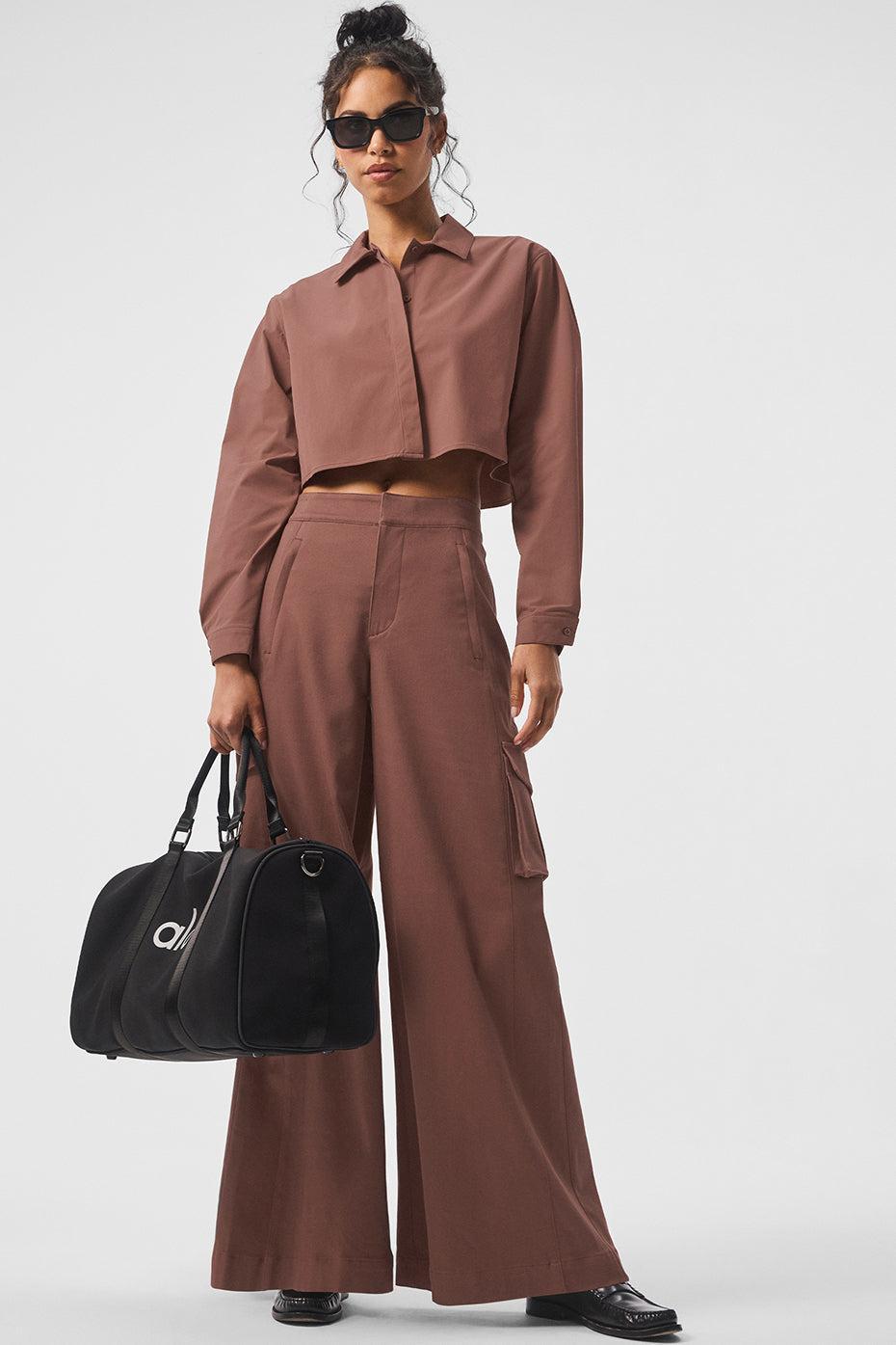 Cropped Take Me Out Button Up - Chestnut Female Product Image