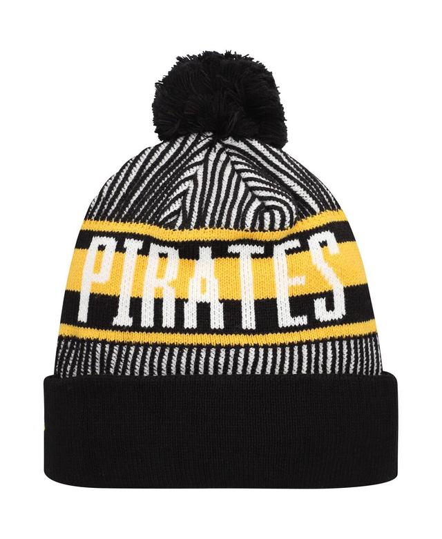 Mens New Era Pittsburgh Pirates Striped Cuffed Knit Hat with Pom Product Image