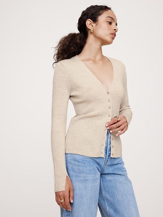 Ribbed Merino Cardigan Product Image