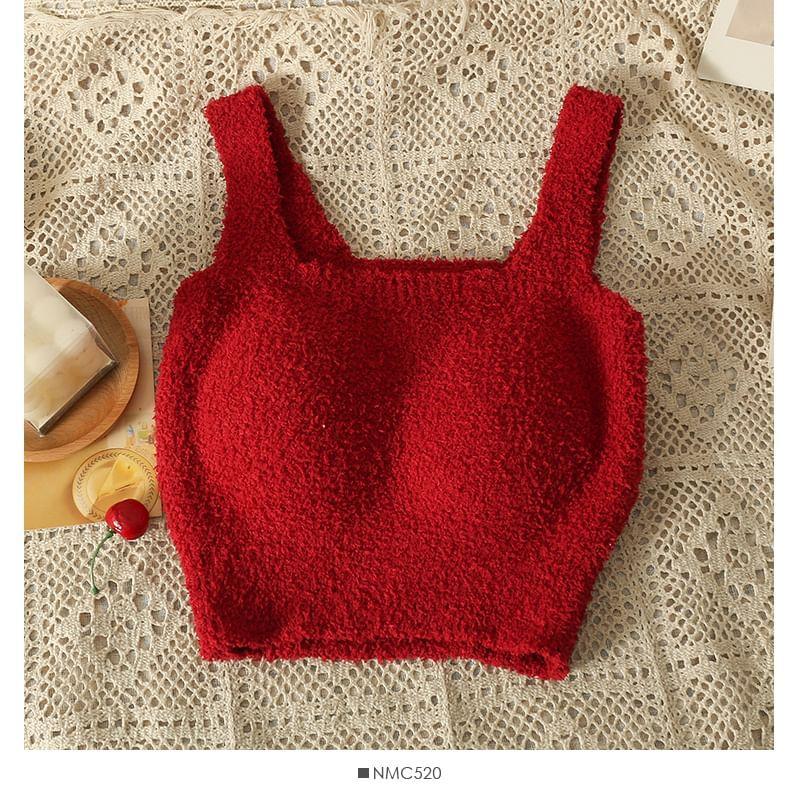 Plain Fleece Bra Top with Pad in 6 Colors Product Image