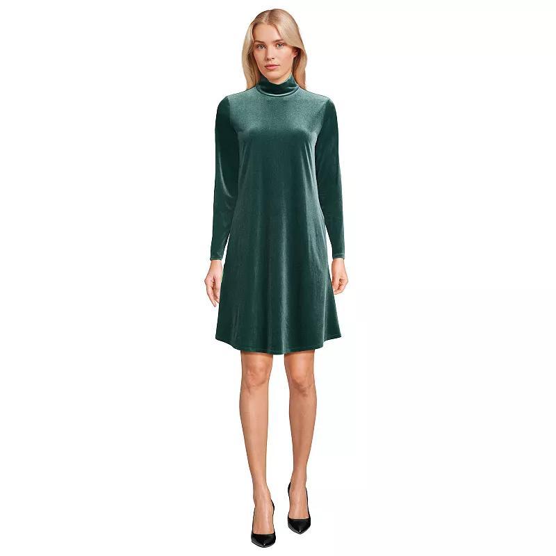 Womens Lands End Long Sleeve Velvet Turtleneck Dress Product Image