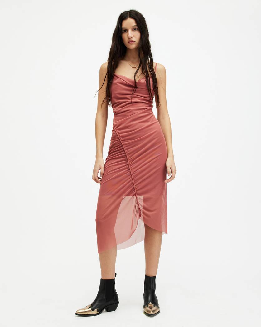 Ulla Mesh Draped Midi Dress Product Image