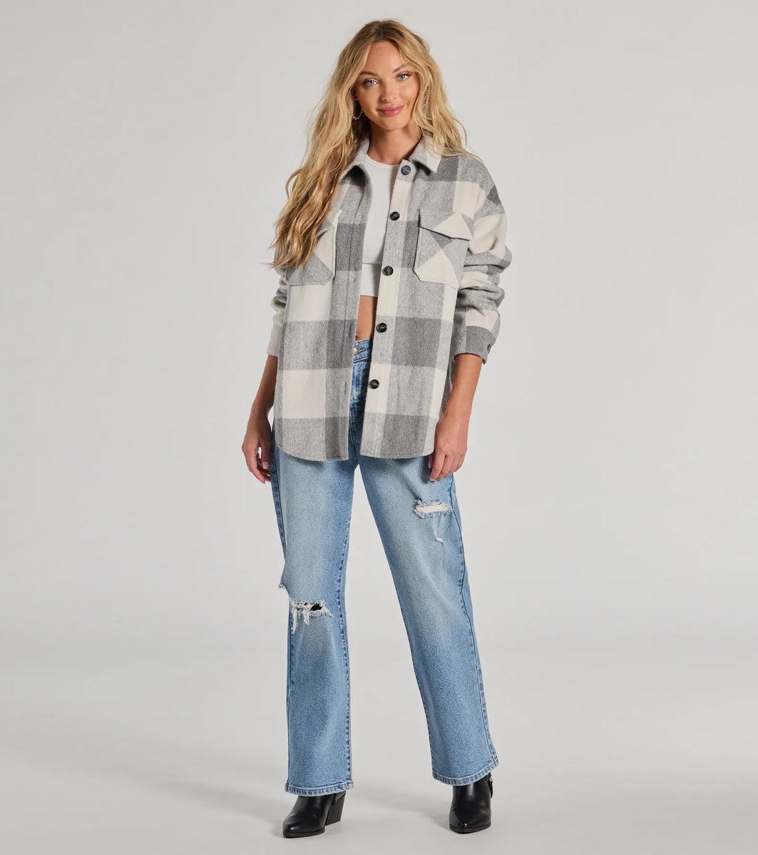 Cozy Season Plaid Button-Down Shacket Product Image