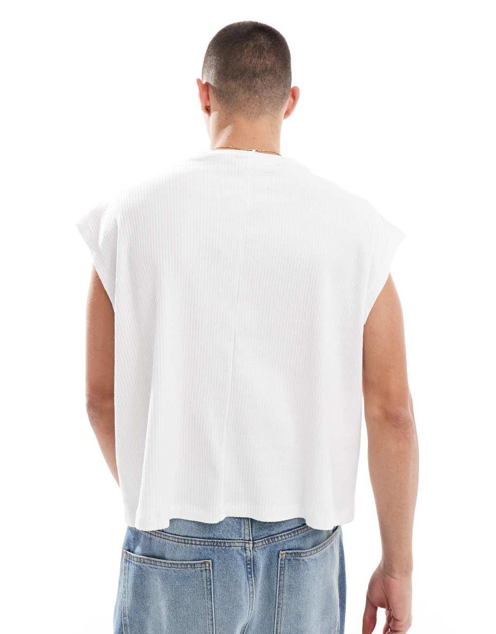 ASOS DESIGN extreme oversized cropped tank in white Product Image