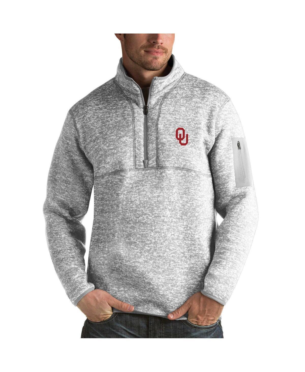 Antigua Mens Gray Oklahoma Sooners Fortune Half-Zip Sweatshirt Product Image