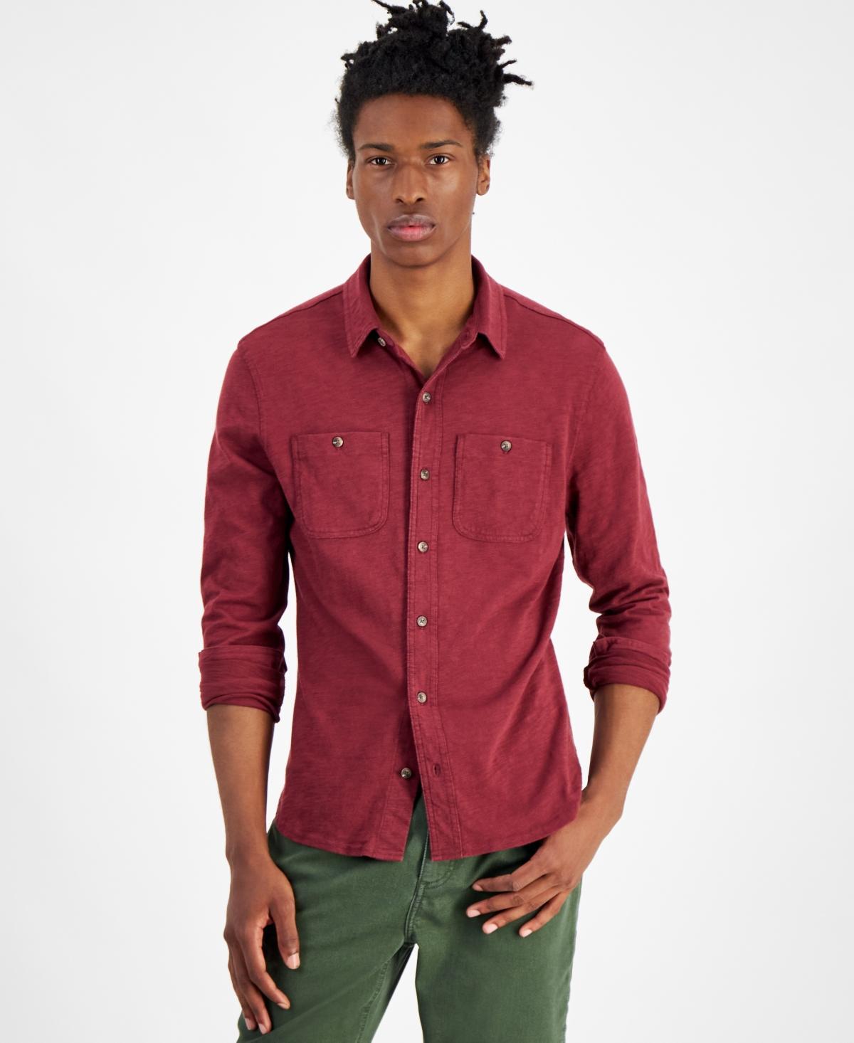 Sun + Stone Mens Regular-Fit Button-Down Knit Shirt, Created for Macys Product Image