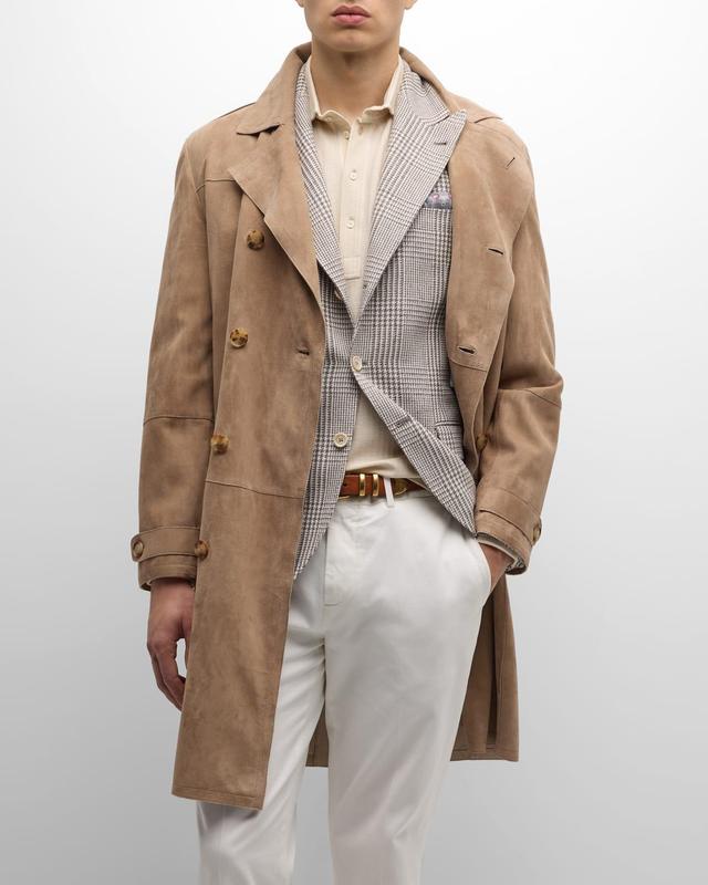 Mens Suede Trench Coat Product Image