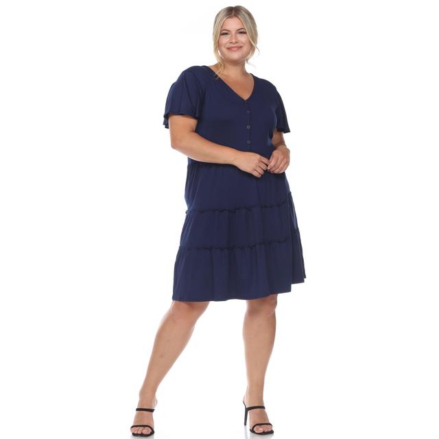 Short Sleeve V-neck Tiered Midi Dress - Plus Product Image