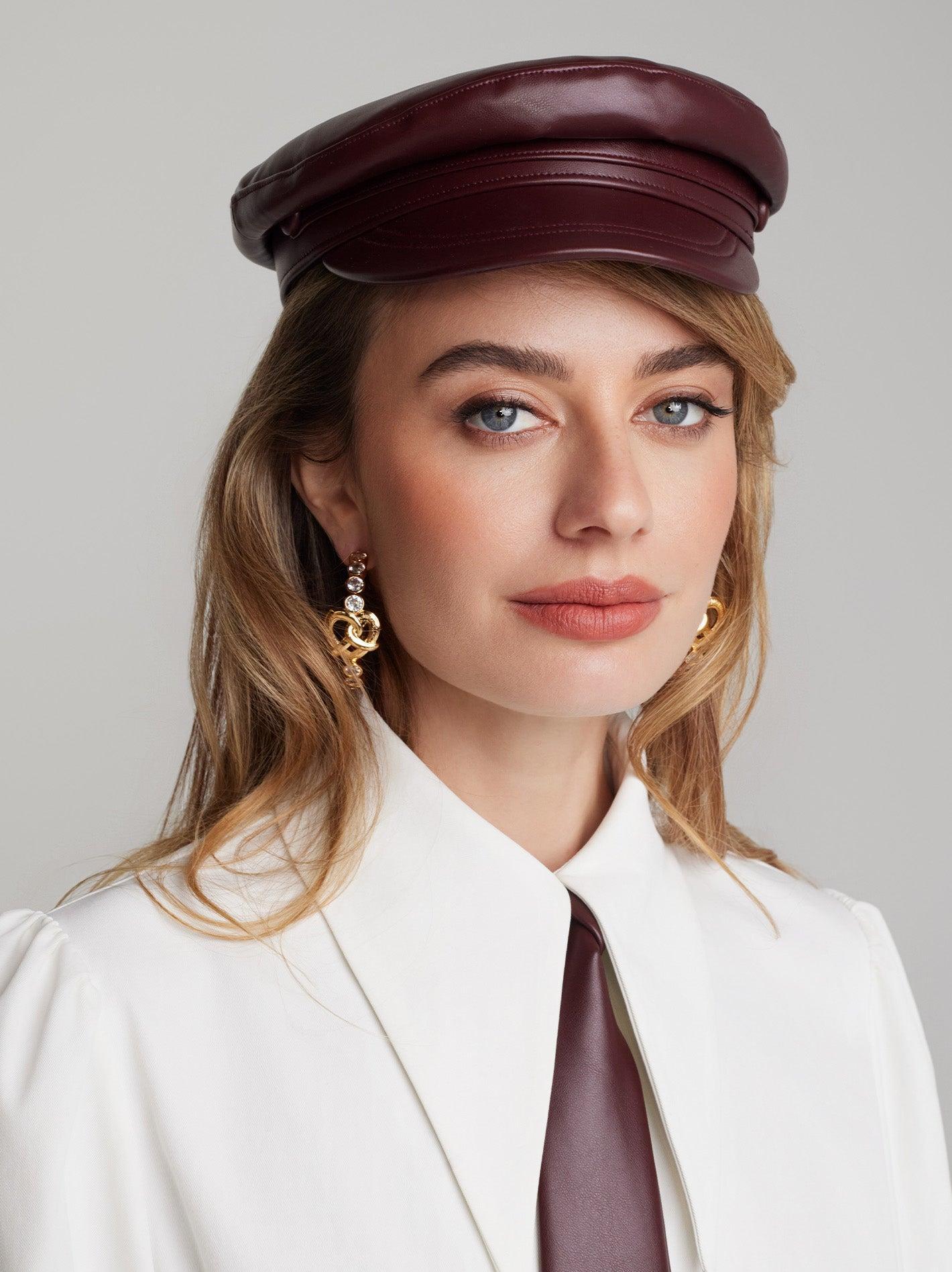 Mirabel Faux Leather Hat (Brown) Product Image