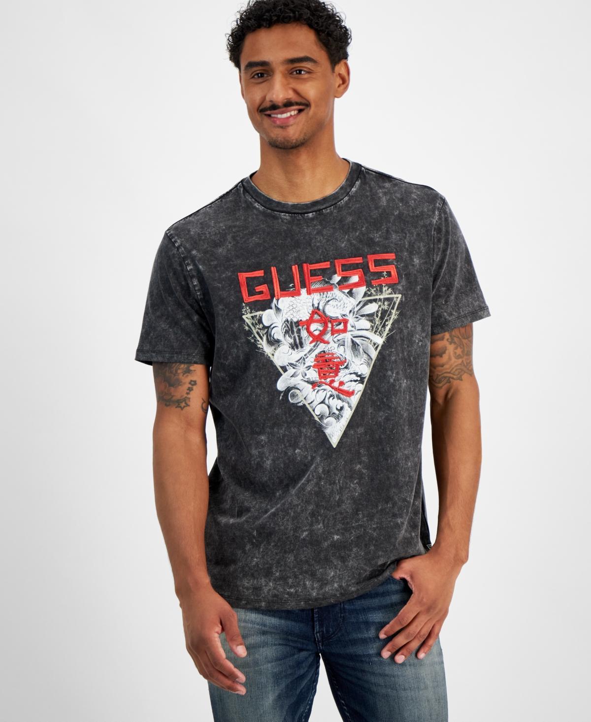 Guess Mens Japanese Short Sleeve Triangle Logo Graphic T-Shirt Product Image