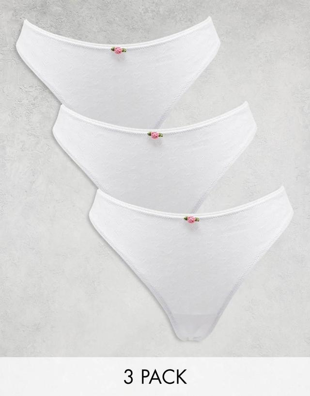 Monki 3-pack heart rose thongs in white Product Image