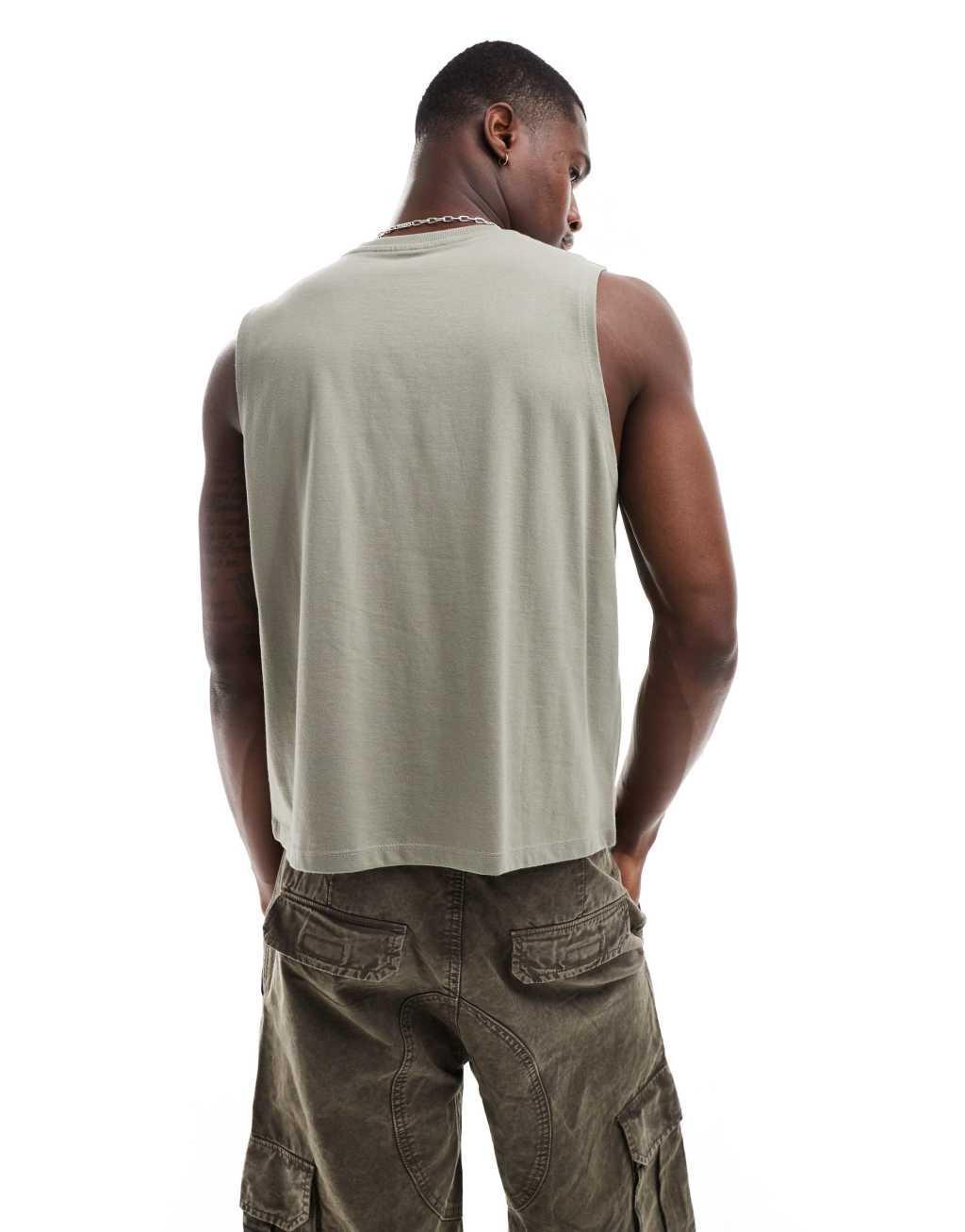 ASOS DESIGN boxy tank in khaki Product Image