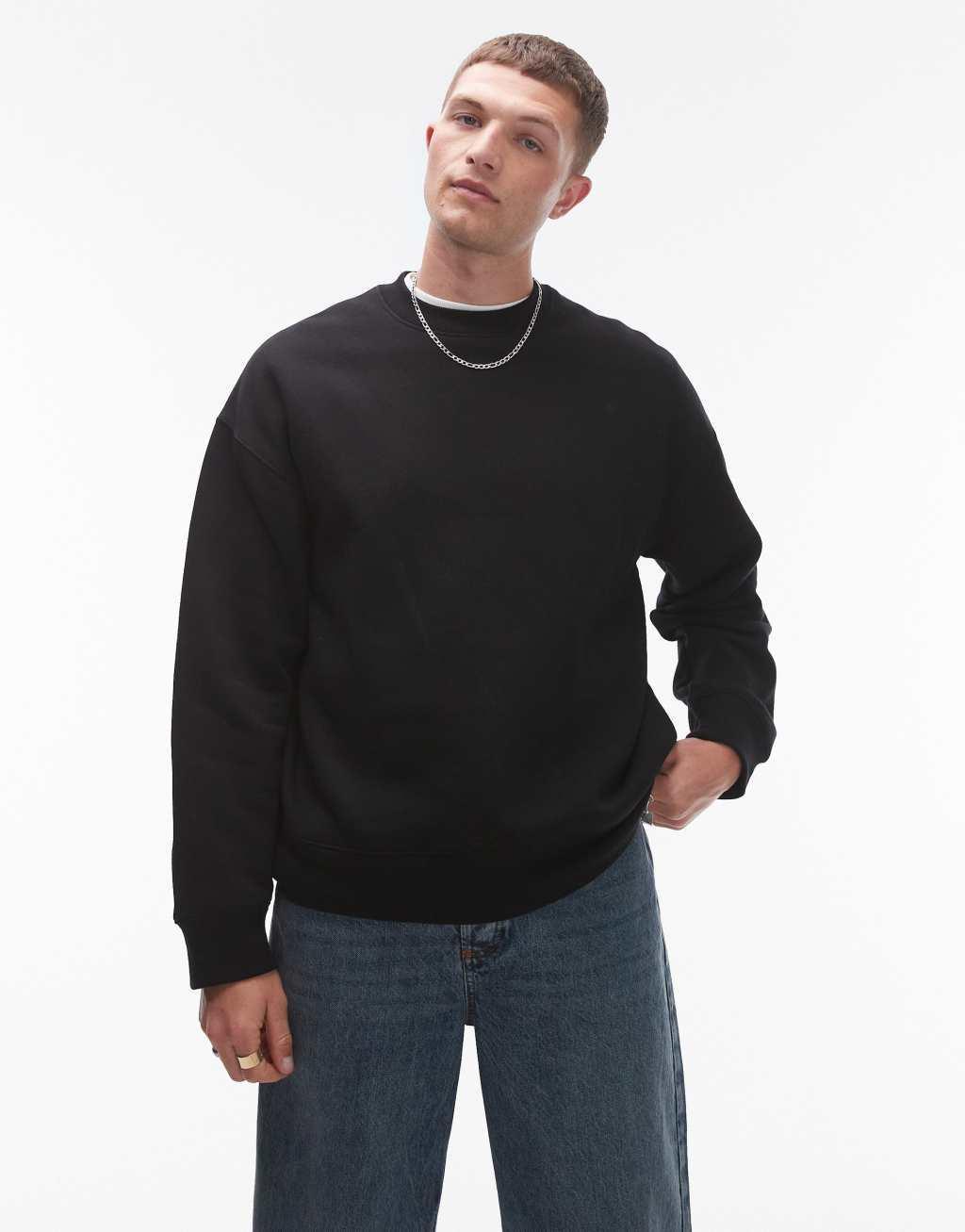 Topman oversized fit sweatshirt in black Product Image